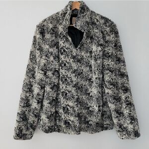 JM collection grey swirl coat faux fur new with tags womens size XL